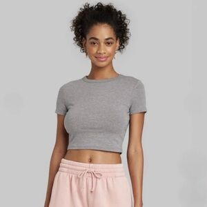 Wild Fable Grey Crewneck Cropped Tee Size XXS